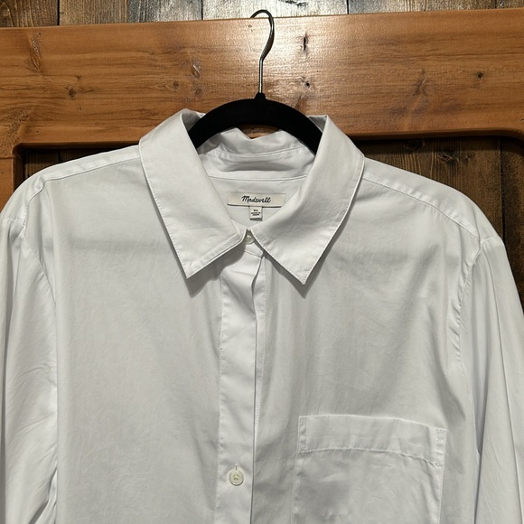 Madewell Easy Y-Neck Button-Up Shirt in Eyelet White - Picture 7 of 9